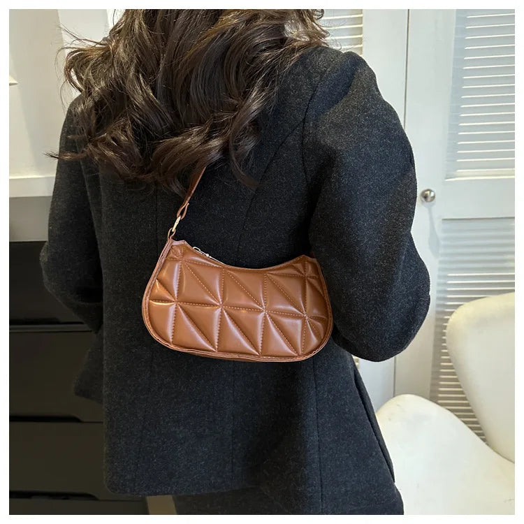 Black PU Leather Shoulder Bag Retro Solid Color Casual Female Hobos Handbags Women's Fashion Handbags Shopper Clutch Purse