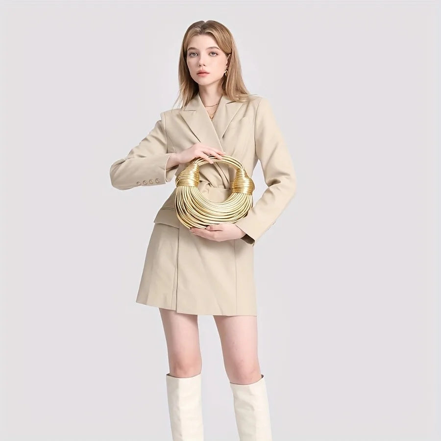 Handbags for Women 2025 New Gold Luxury Designer Brand Handwoven Noodle Bags Rope Knotted Pulled Hobo Silver Evening Clutch Chic