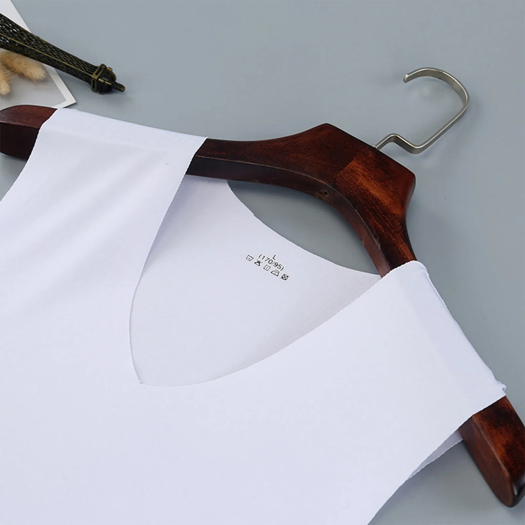 Men'S Top Men'S Summer Multi Color Sleeveless Vest Men'S Summer Ice Silk Traceless Thin Breathable Color V-Neck Sleeveless Top