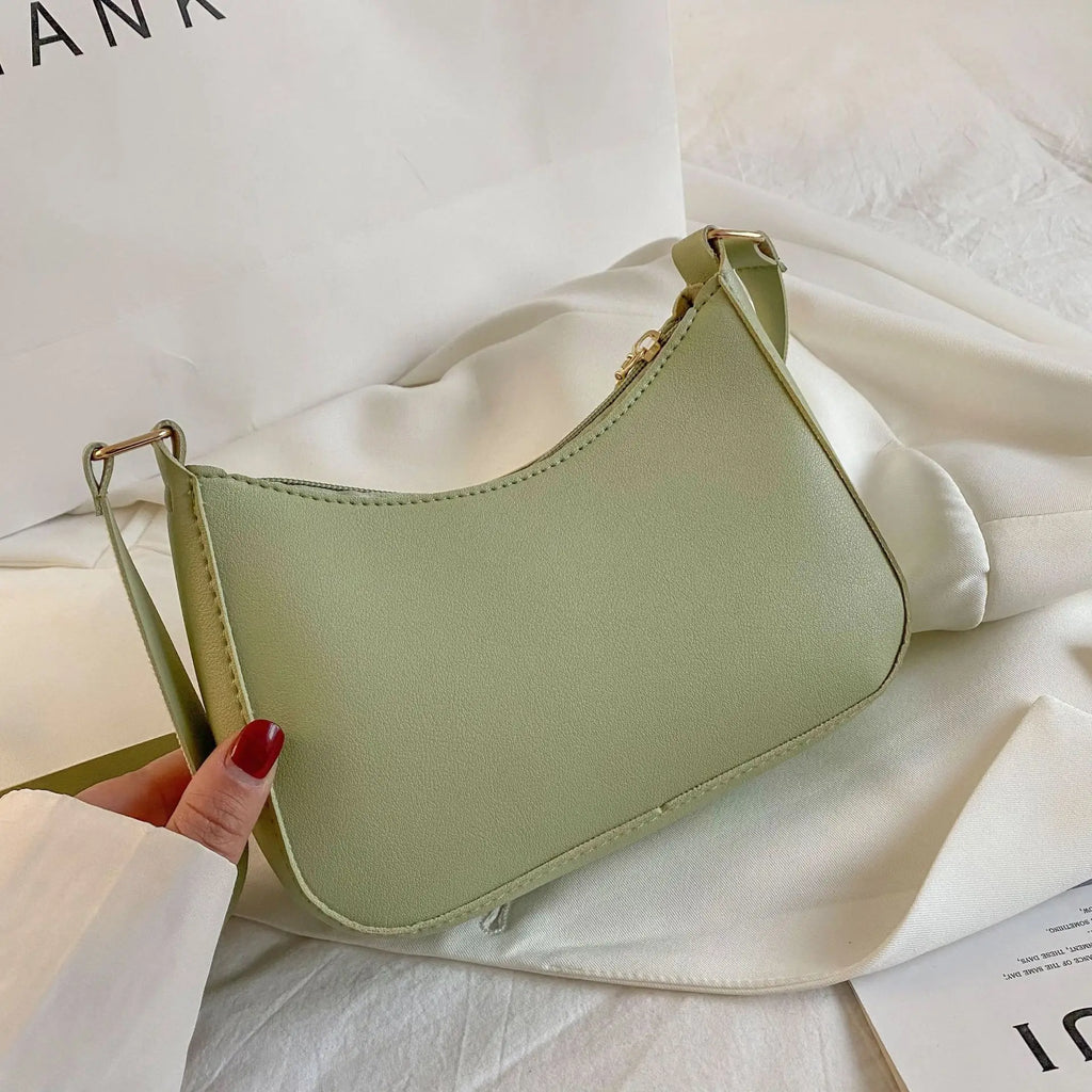 New Women's Fashion Handbags Retro Solid Color PU Leather Shoulder Underarm Bag Casual Women Hobos Handbags