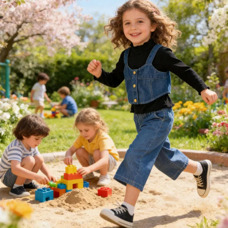 Fashion Denim Casual Baby Girls Outfits Spring Autumn Toddler Children Clothes Vest+Tops+Trousers 3pcs Sets Clothes Sets