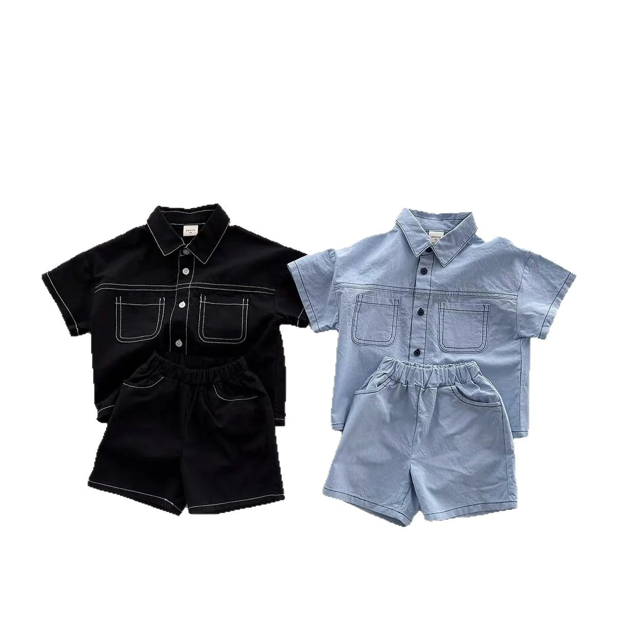 Childrens Clothing for Infants and Toddlers Boys and Girls 2026 New Denim Shirt and Shorts Set Fashionable Summer Two-piece Set