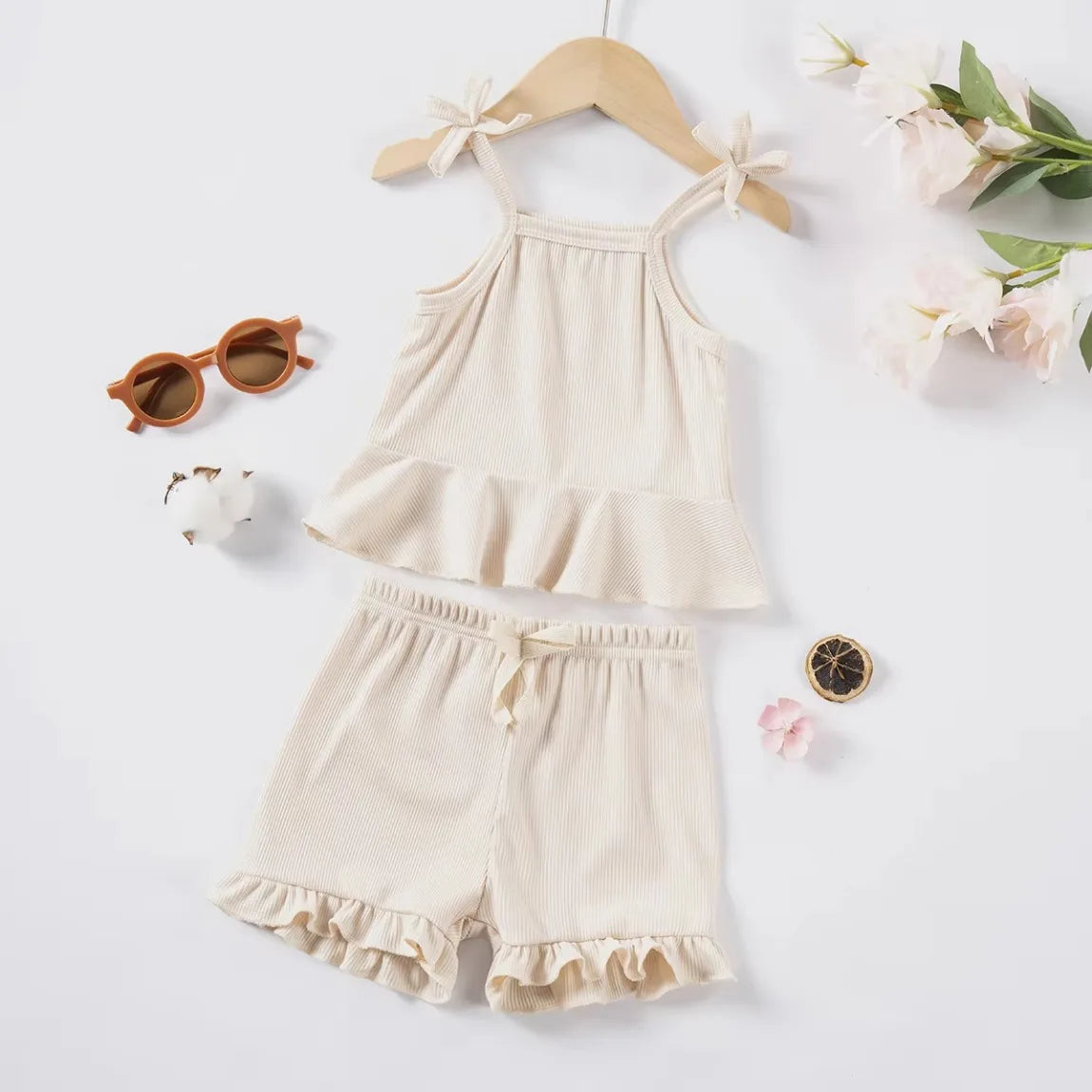 Baby Clothes Sets Toddler Girl Camisole Top + Lace Shorts 2PCS Summer Casual Children Clothes Suits Soft Comfort Clothing
