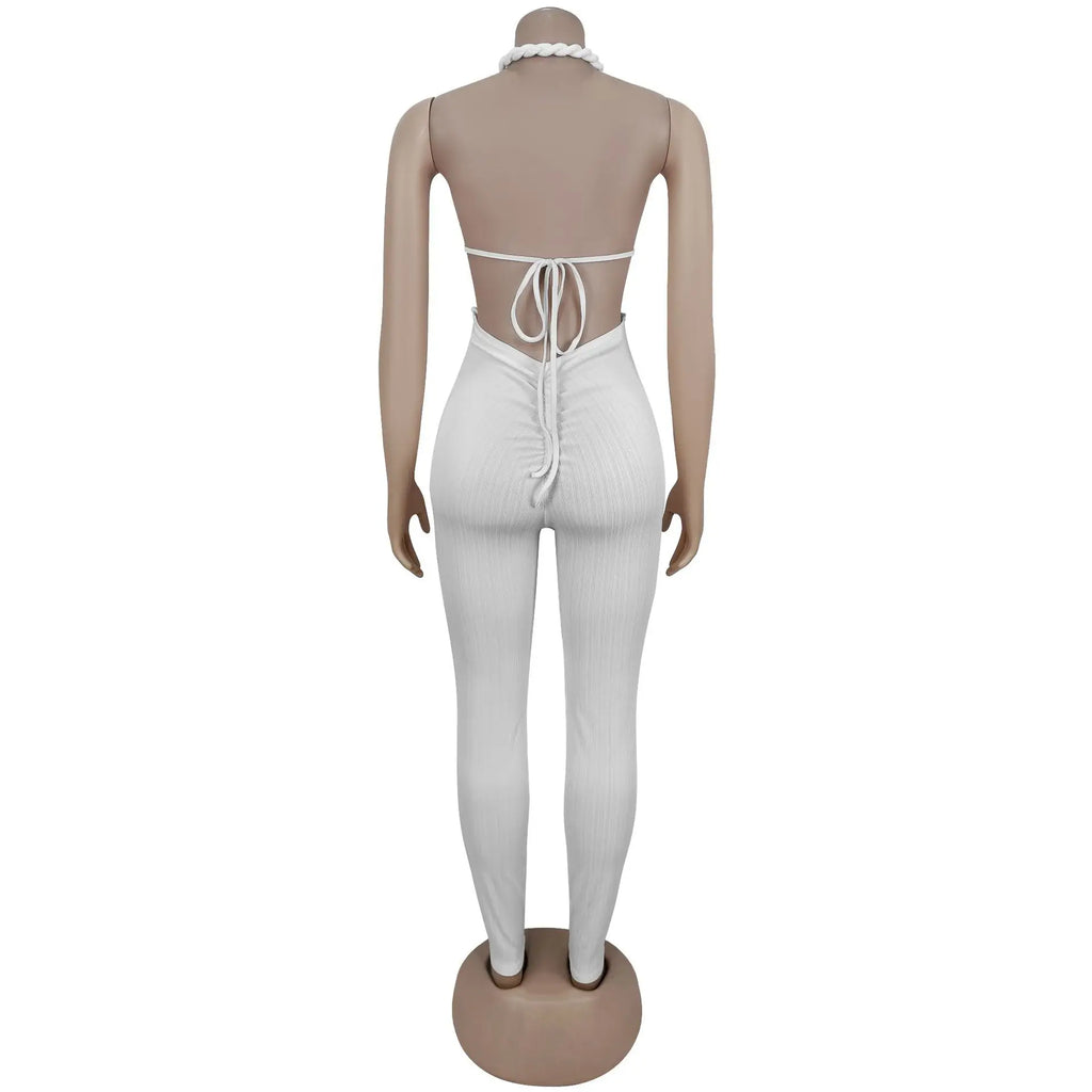 Sexy Bodysuit women's jumpsuits and rompers Rompers Woman Clothes1 Piece Set Playsuit Hang neck backless Female Clothing HXY309