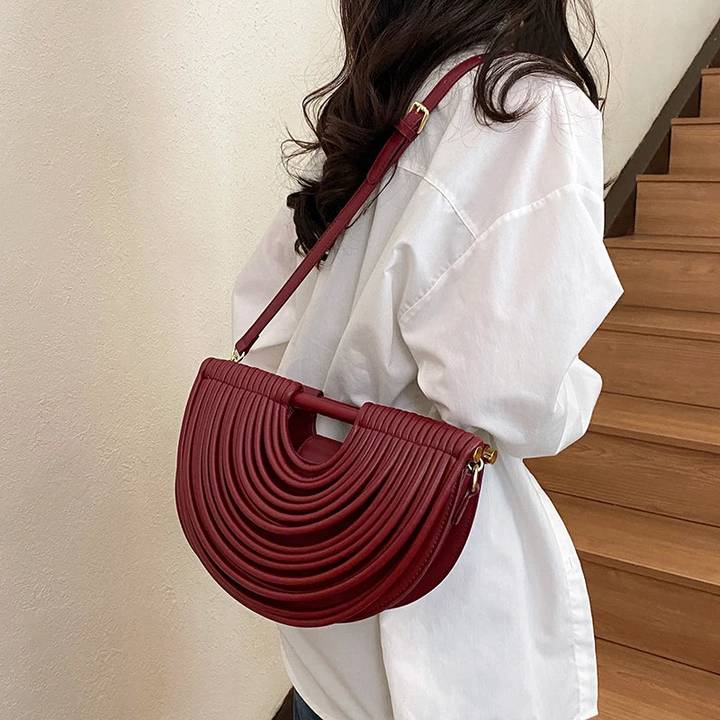 Handbags for Women. New Gold Luxury Designer Brand Handwoven Noodle Bags Rope Knotted Pulled Half Moon Silver Evening Clutch