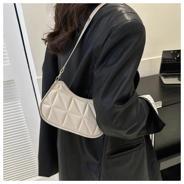 Black PU Leather Shoulder Bag Retro Solid Color Casual Female Hobos Handbags Women's Fashion Handbags Shopper Clutch Purse