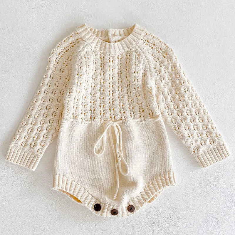 Spring Baby Clothes Girls Romper Autumn Long Sleeve Baby Girl Knit Hollow Out Rompers Baby Jumpsuit Baby Clothes