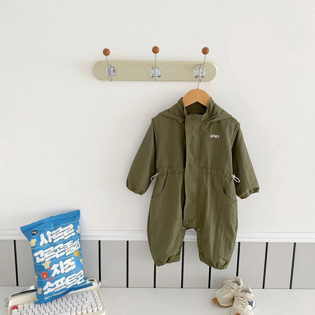 8990 Baby One-piece Clothes Spring New Baby Hooded Frock Boy's Clothes Casual 0-3Year Baby Climbing Clothes