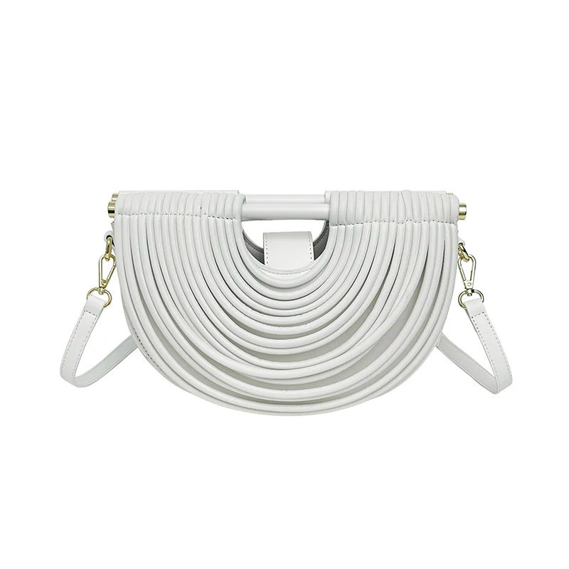 Handbags for Women. New Gold Luxury Designer Brand Handwoven Noodle Bags Rope Knotted Pulled Half Moon Silver Evening Clutch
