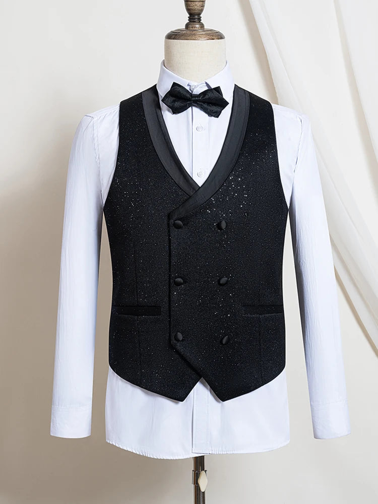 Turkish luxury wedding suits for groom 3 pieces man suits Slim Fit high quality Shining flash diamond Tuxedo Dinner Suit