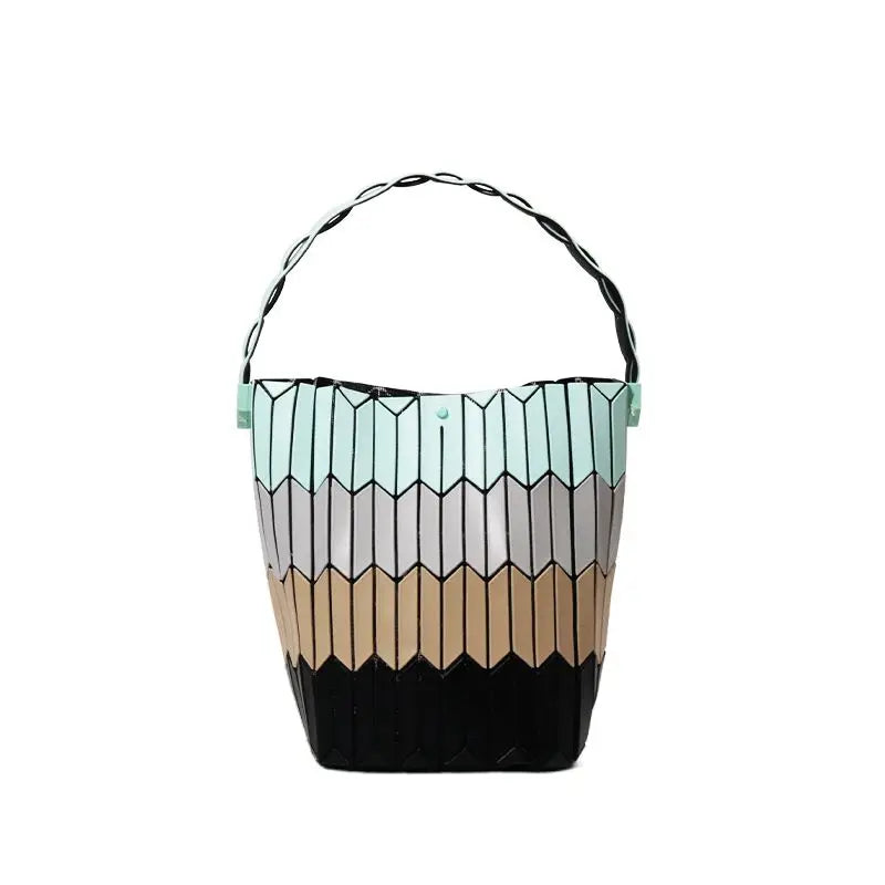 Large Capacity Geometric Diamond Work Bag Handheld Basket Bucket Bag Summer Handbag Women's Single Shoulder Underarm Bag
