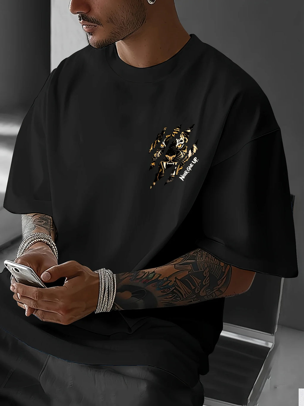 Men Summer 100% Cotton T-shirt Trendy Versatile Fashionable and Comfortable Retro Street Style Suitable for Daily Casual Wear