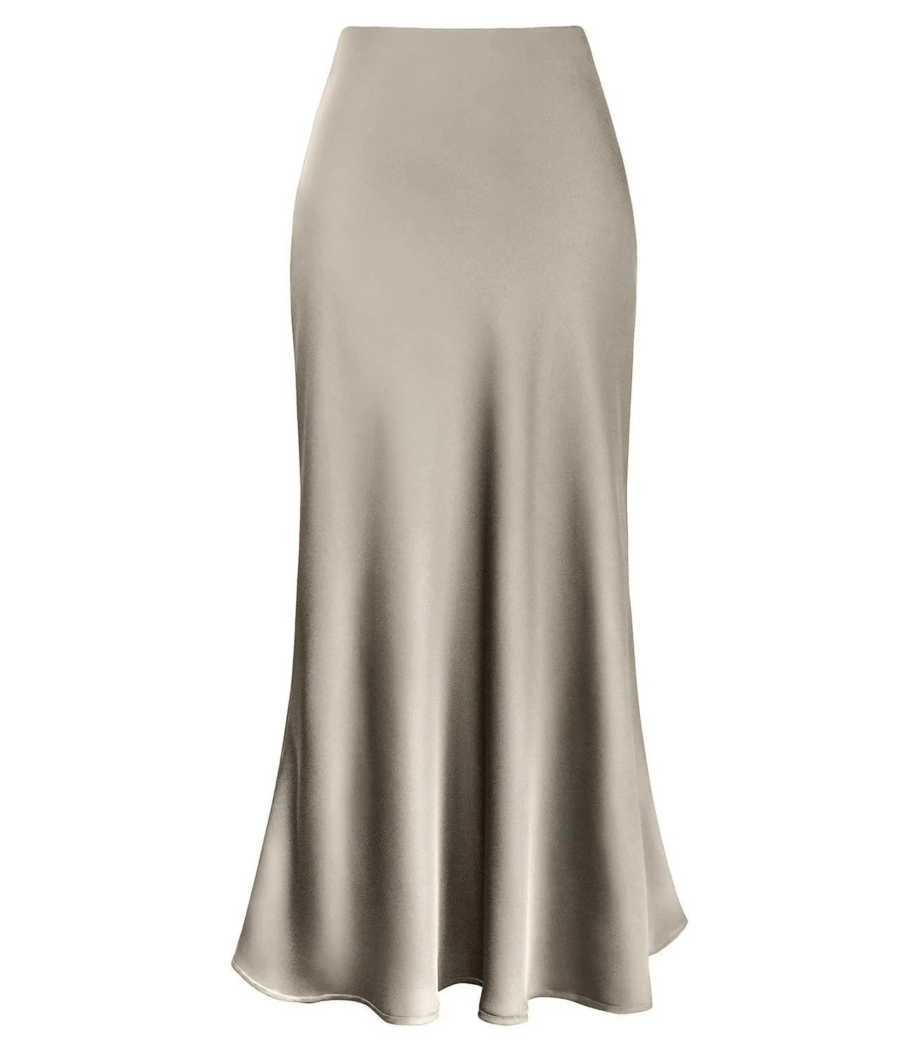 Elegant Faux Silk Satin Skirts for Women High Waist A-line Office Lady  Solid Color Glossy Finish Fishtail Skirt