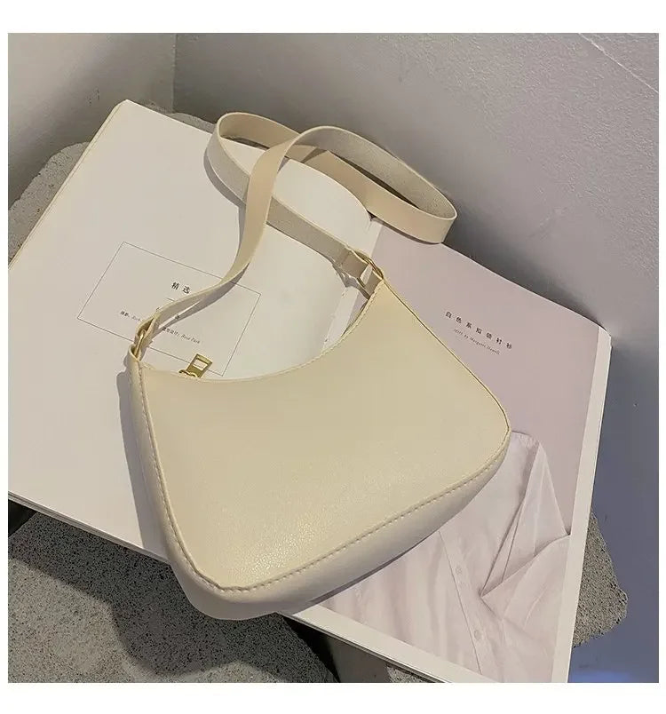 New Women's Fashion Handbags Retro Solid Color PU Leather Shoulder Underarm Bag Casual Women Hobos Handbags