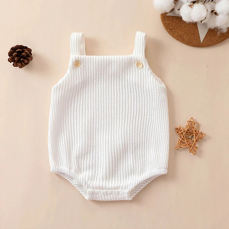 Baby Spring Autumn Clothes Set Knitted Romper Triangle Crotch Button One-Piece Jumpsuit SlingToddler Baby Boys Girls 0-3Y