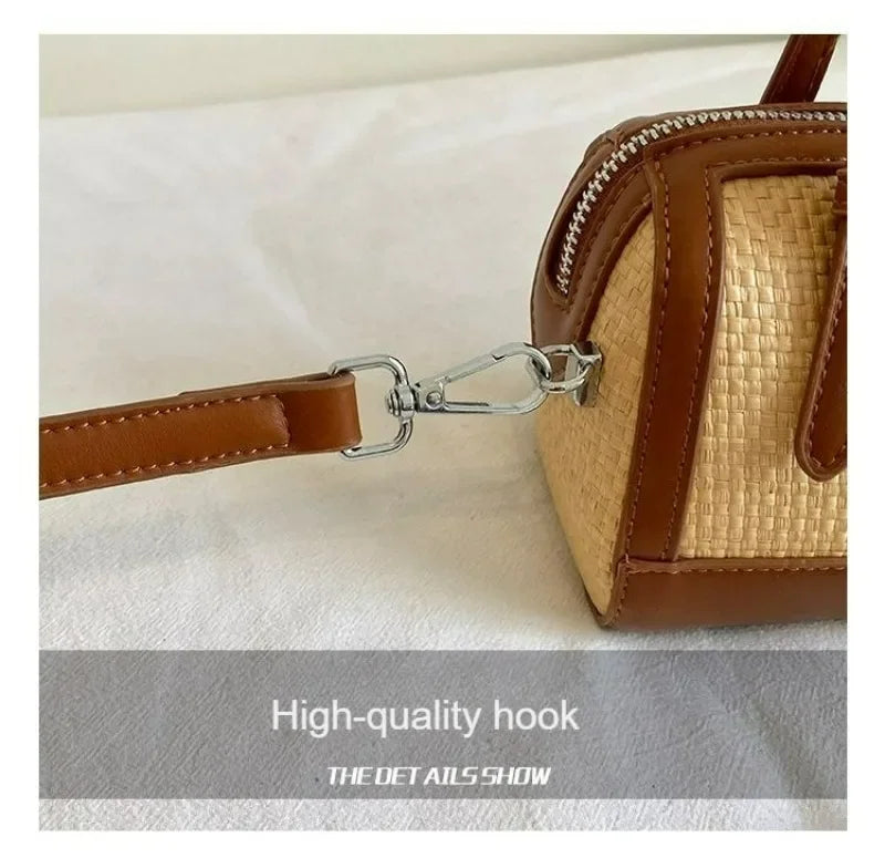 Trendy and Fashionable Woven Handbag for Women - New Style, Versatile for All Occasions, Crossbody Backpack with Boston Design.