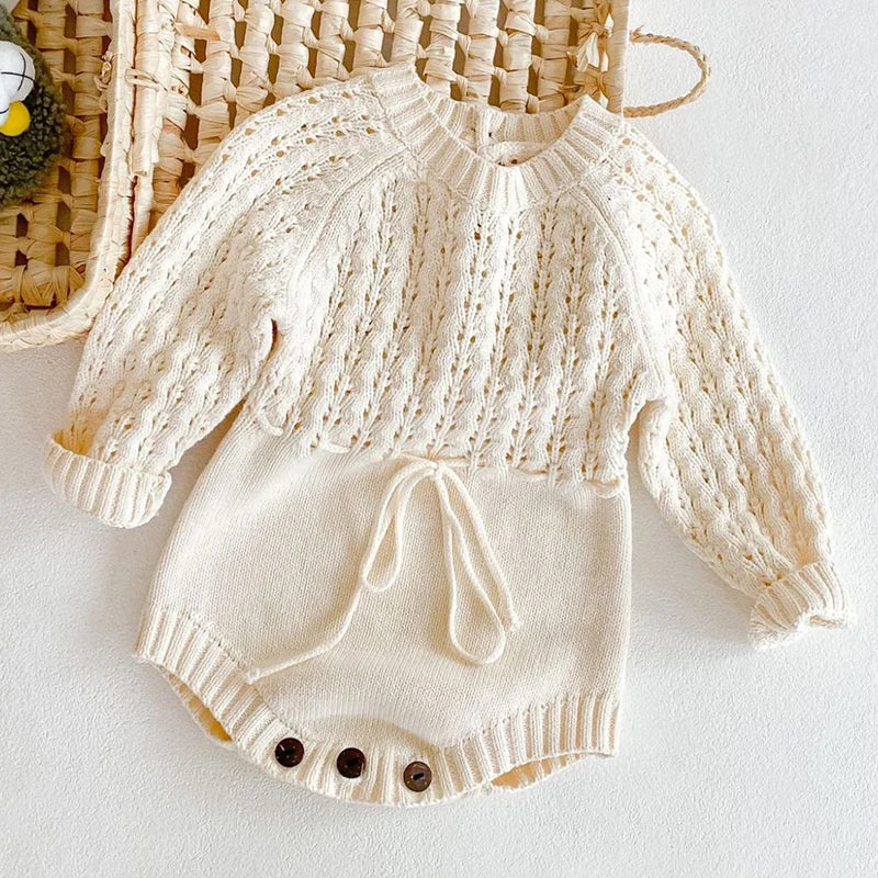 Spring Baby Clothes Girls Romper Autumn Long Sleeve Baby Girl Knit Hollow Out Rompers Baby Jumpsuit Baby Clothes