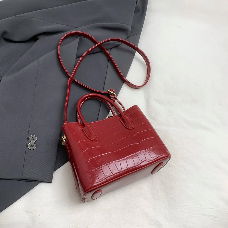Classic Handbag Women's Bag Black Crocodile Pattern Crossbody Bag Female Pu Leather Commute Bag Top Brand Small Shoulder Bag