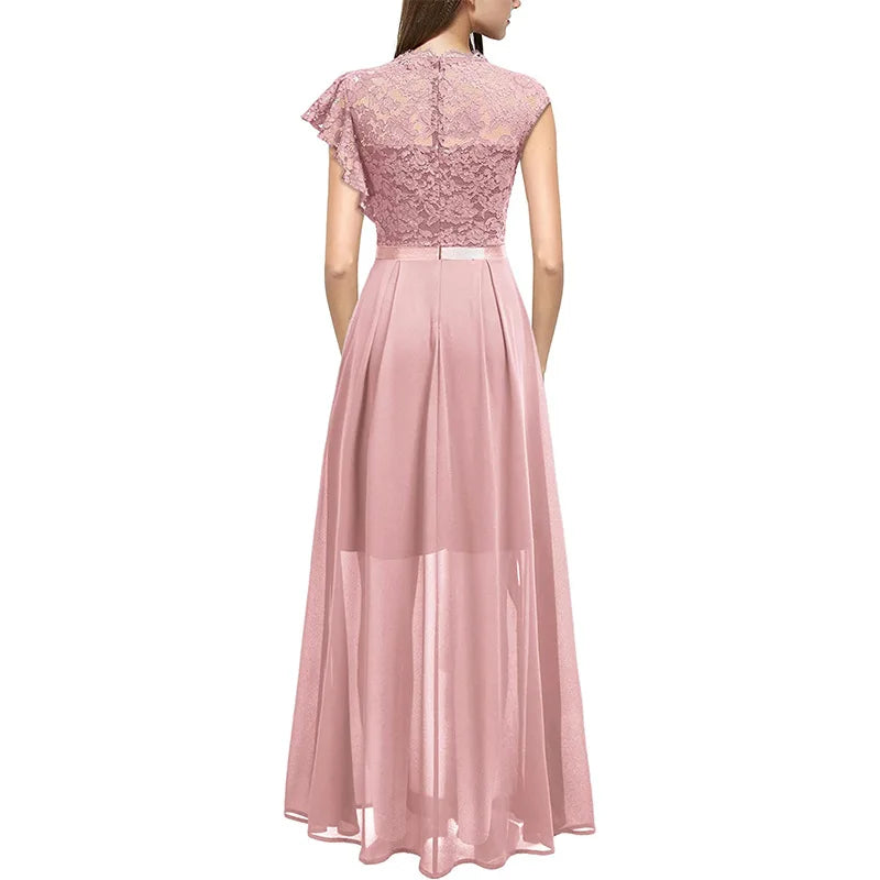 Women's Fashion bridesmaid dress Prom Dresses Handmade 3D Flower Sexy High Slit Evening Party Gowns Long Graduation Dress