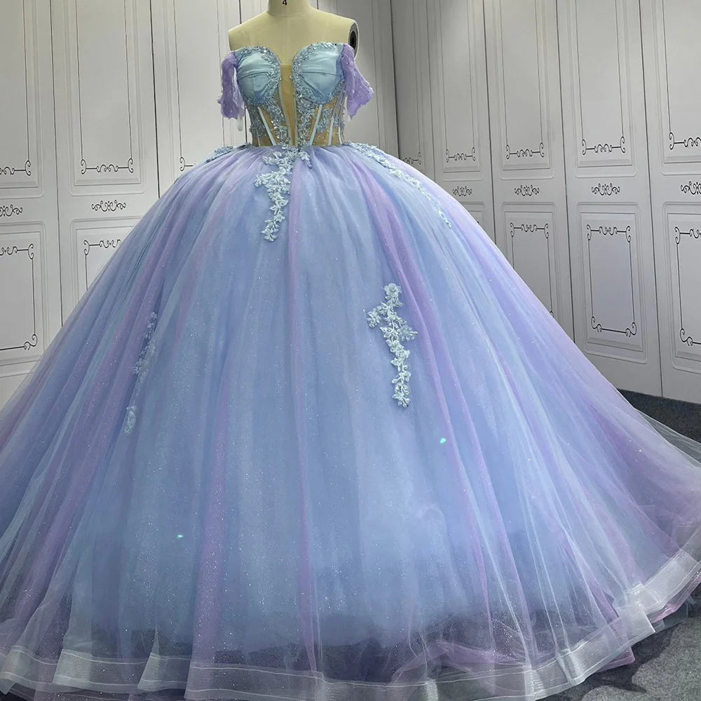 Classic Blue Long Dresses For Girls Fashion Prom Host Elegant Customized Formal Birthday Banquet Children High Quality Gowns