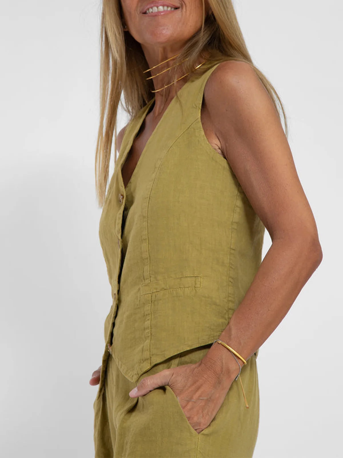 2025 New Women Vest Top + Trousers Patchwork Cotton Linen Casual Suit Summer Solid Women Vest Top + Wide Leg Pants Two Peice Set