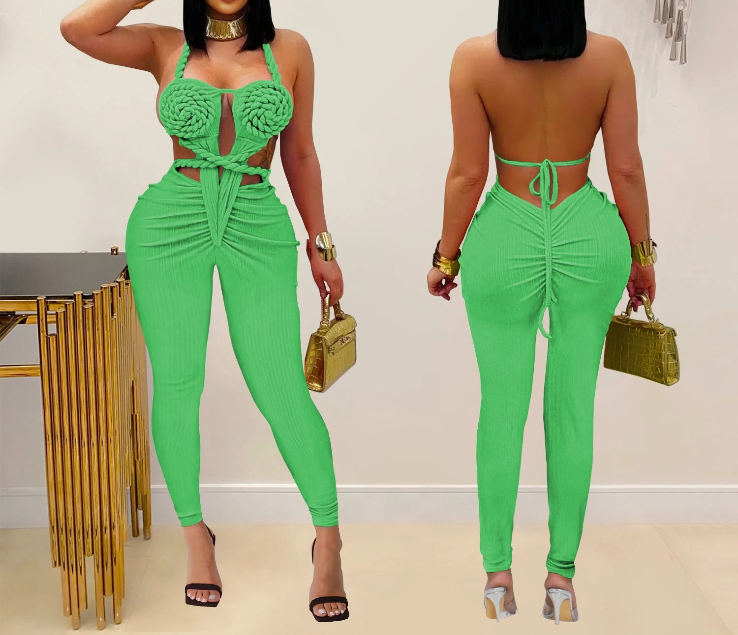 Sexy Bodysuit women's jumpsuits and rompers Rompers Woman Clothes1 Piece Set Playsuit Hang neck backless Female Clothing HXY309