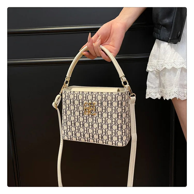 Handheld Bucket Bag For Women Shoulder Crossbody Bag Fashion Large Capacity Trendy Versatile Compartment Underarm Letter Bag