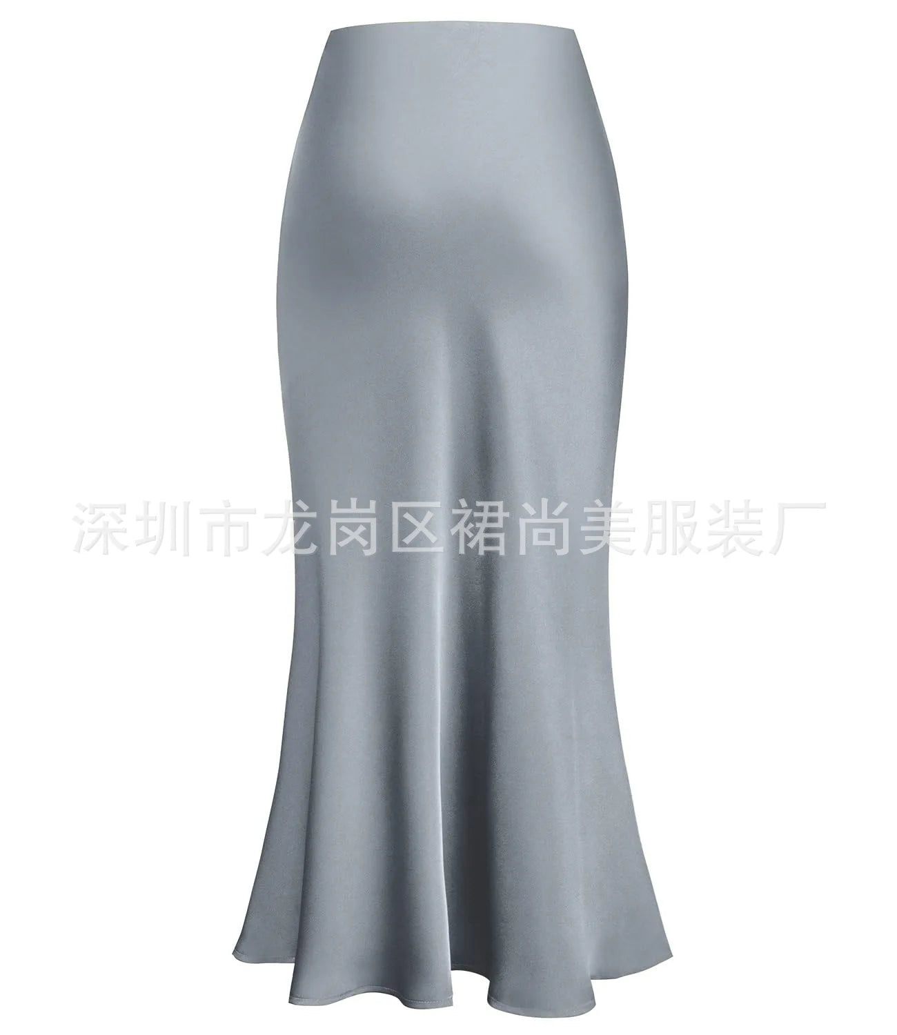 Elegant Faux Silk Satin Skirts for Women High Waist A-line Office Lady  Solid Color Glossy Finish Fishtail Skirt