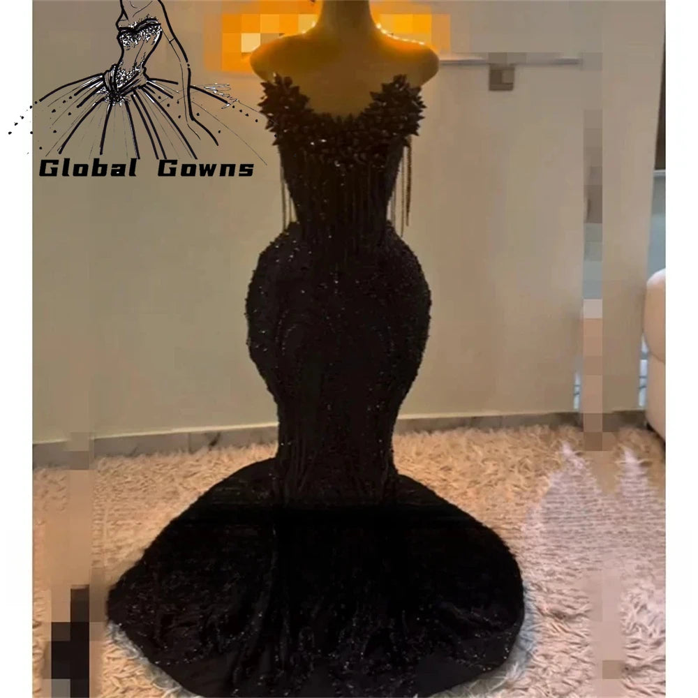 Red Prom Dresses For Girls 2026 Sparkly Sequins Mermaid Crystals Tassel Party Dress Luxury Sleeveless Evening Gowns Customized