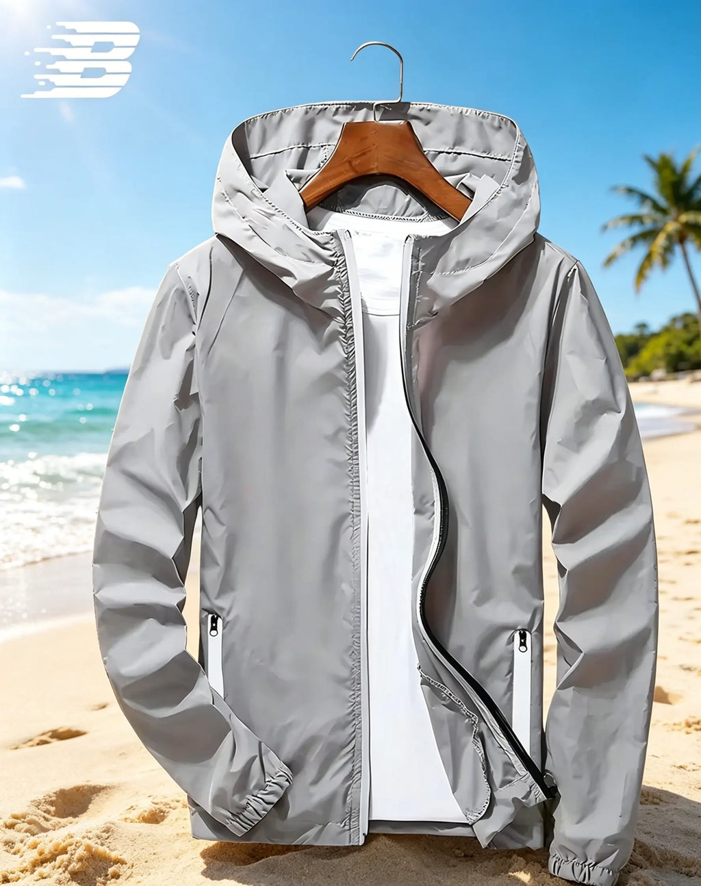 Mens hooded windbreaker jacket lightweight waterproof windproof casual outdoor sports hiking cycling long sleeve coat