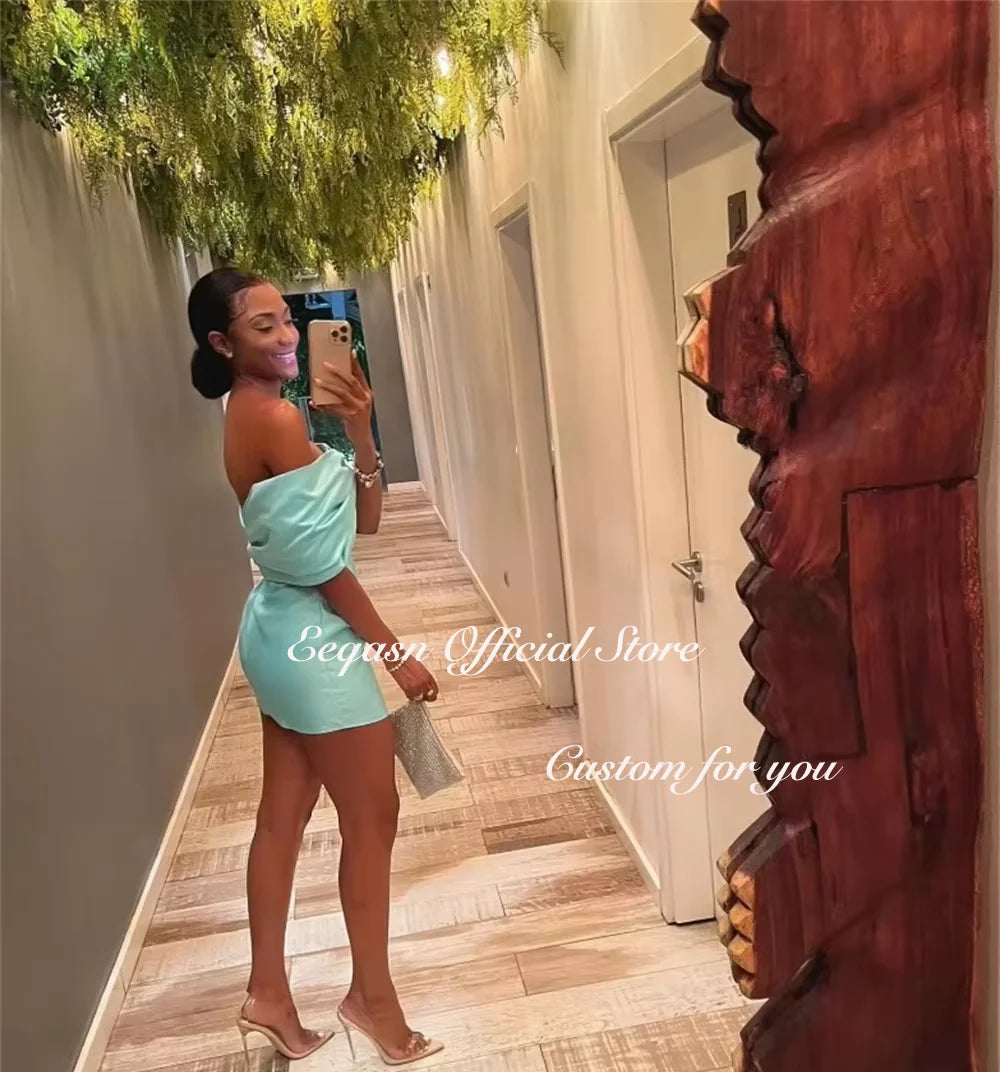 Short Prom Dresses for Black Girls Off Shoulder Mini Satin Women Birthday Party Homecoming Dress Graduation Customized