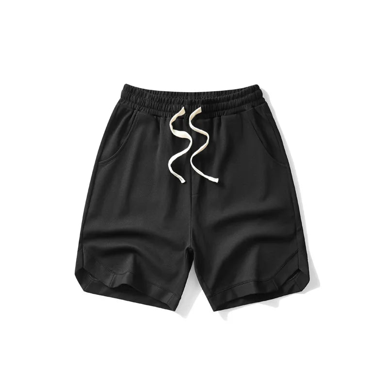 Japanese men's clothing 2025 summer new twill cotton retro wide leg sweatpants loose sports mid pants men's five quarter pants