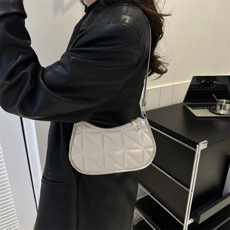 Black PU Leather Shoulder Bag Retro Solid Color Casual Female Hobos Handbags Women's Fashion Handbags Shopper Clutch Purse