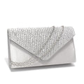 Rhinestones Women Evening Bags Small Envelope Design Handbags Satin Shoulder Chain Handbags Glitter Purple Color Cocktail Purse