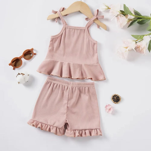 Baby Clothes Sets Toddler Girl Camisole Top + Lace Shorts 2PCS Summer Casual Children Clothes Suits Soft Comfort Clothing