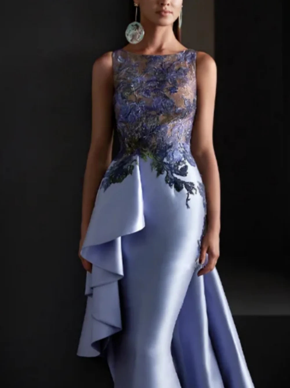 Customized Prom Dresses Exquisite Jewel Mermaid Sweep/Brush Evening  Lace Satin Formal Occasion Gown  women elegant luxury