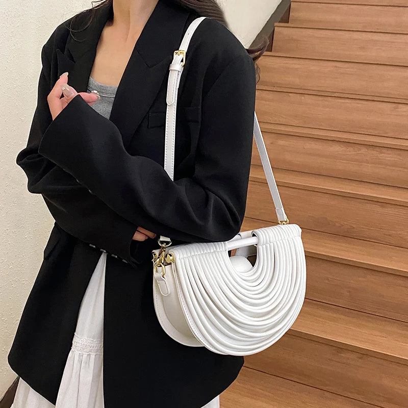 Handbags for Women. New Gold Luxury Designer Brand Handwoven Noodle Bags Rope Knotted Pulled Half Moon Silver Evening Clutch