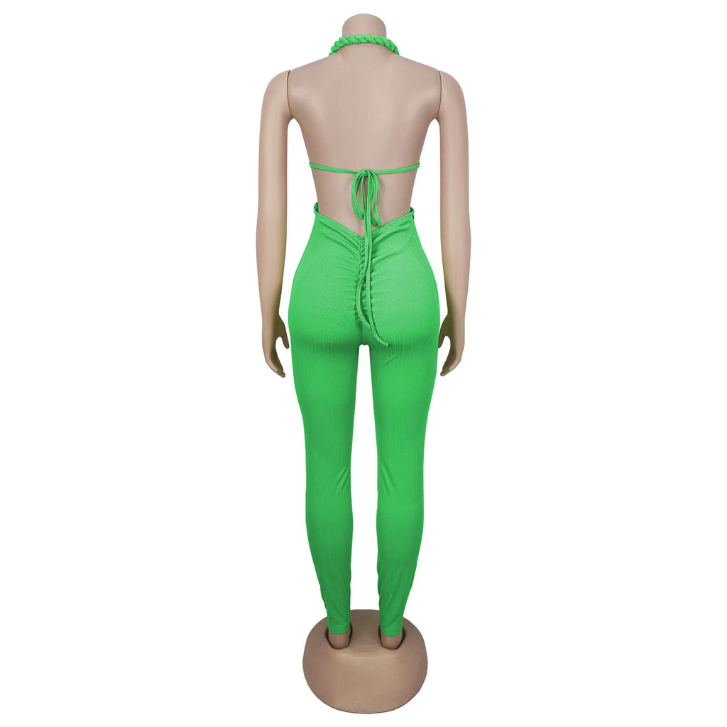 Sexy Bodysuit women's jumpsuits and rompers Rompers Woman Clothes1 Piece Set Playsuit Hang neck backless Female Clothing HXY309