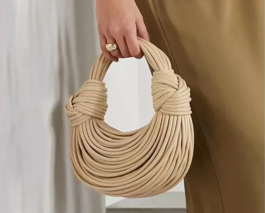 Handbags for Women 2025 New Gold Luxury Designer Brand Handwoven Noodle Bags Rope Knotted Pulled Hobo Silver Evening Clutch Chic