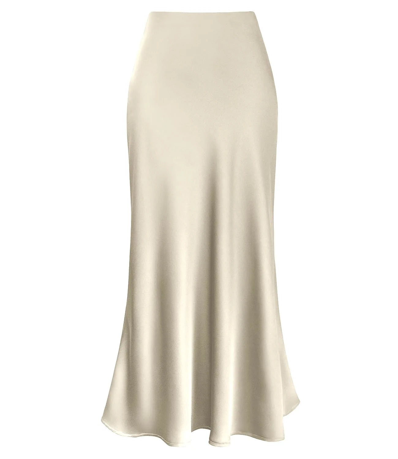 Elegant Faux Silk Satin Skirts for Women High Waist A-line Office Lady  Solid Color Glossy Finish Fishtail Skirt