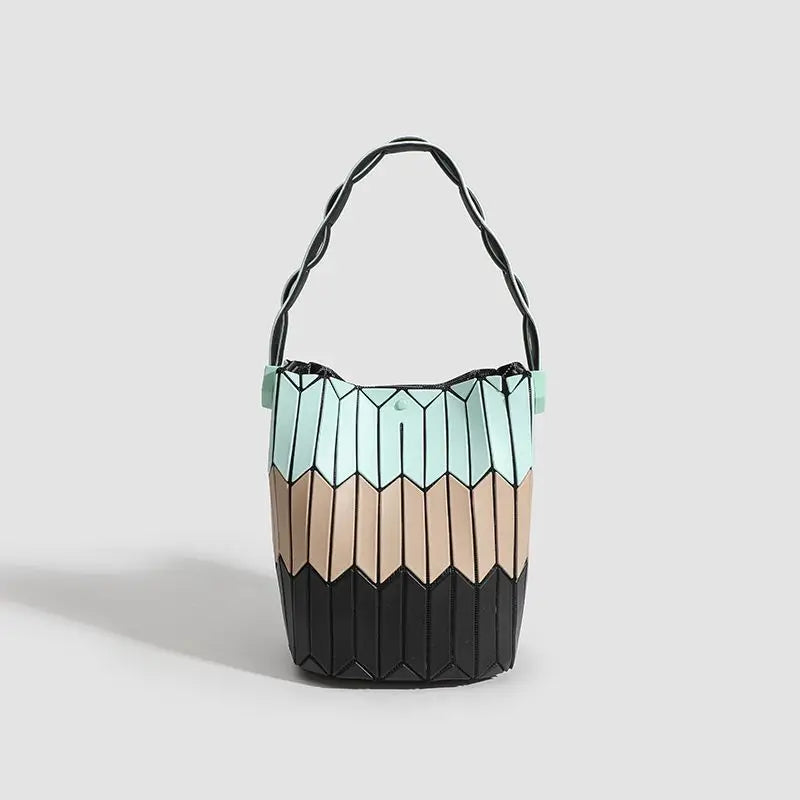 Large Capacity Geometric Diamond Work Bag Handheld Basket Bucket Bag Summer Handbag Women's Single Shoulder Underarm Bag