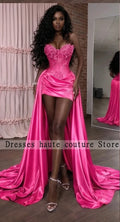 Gorgeous Lavender Purple 3D Floral Prom Dresses Corset Satin Overlay Mermaid Long Train Formal Gala Gown For Women Customized