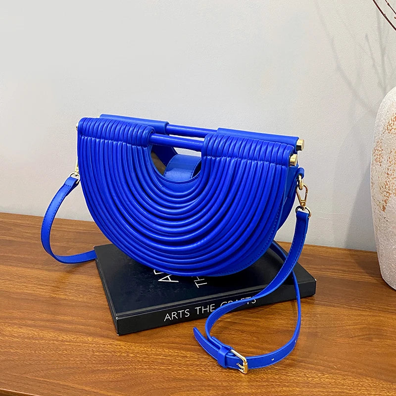 Handbags for Women. New Gold Luxury Designer Brand Handwoven Noodle Bags Rope Knotted Pulled Half Moon Silver Evening Clutch