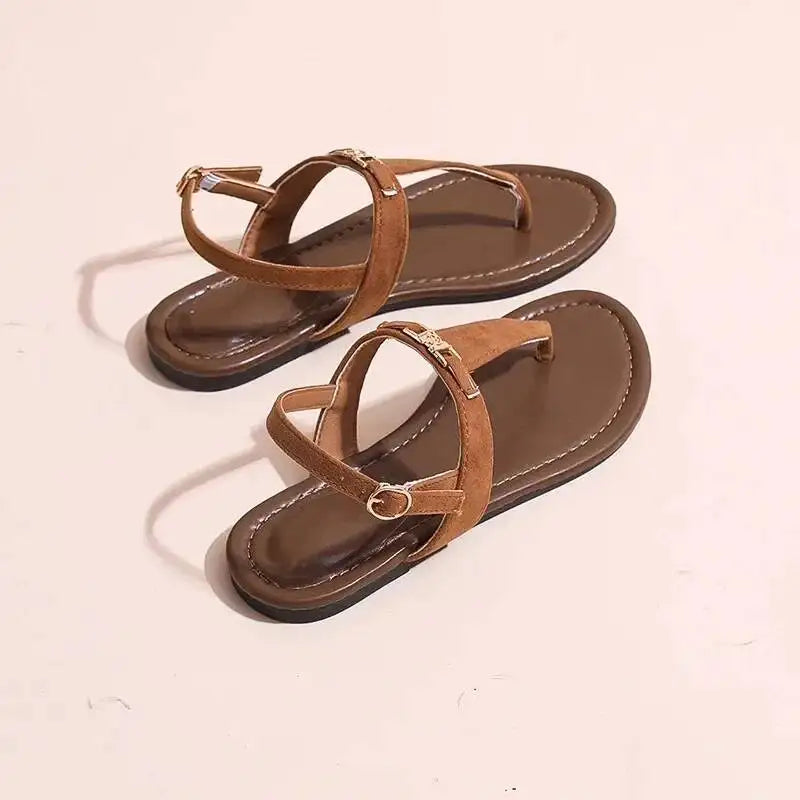 2026 Women's Shoes Fashion Daily Sandals Women Buckle Strap Flat With Outdoor Open Toe Female Shoe