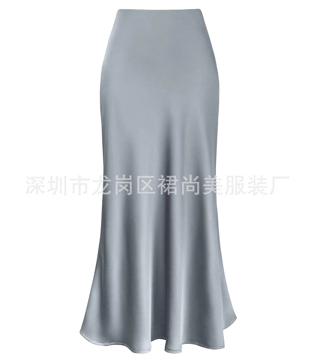 Elegant Faux Silk Satin Skirts for Women High Waist A-line Office Lady  Solid Color Glossy Finish Fishtail Skirt