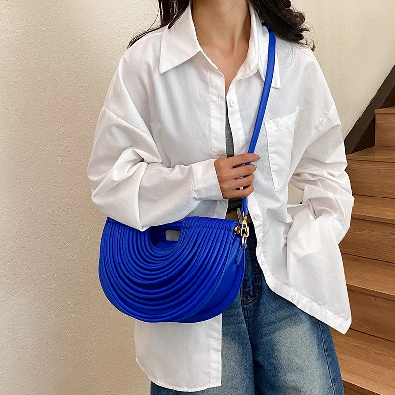 Handbags for Women. New Gold Luxury Designer Brand Handwoven Noodle Bags Rope Knotted Pulled Half Moon Silver Evening Clutch