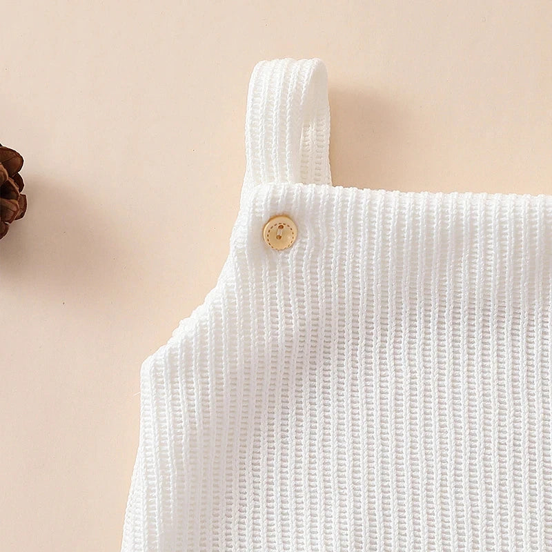 Baby Spring Autumn Clothes Set Knitted Romper Triangle Crotch Button One-Piece Jumpsuit SlingToddler Baby Boys Girls 0-3Y