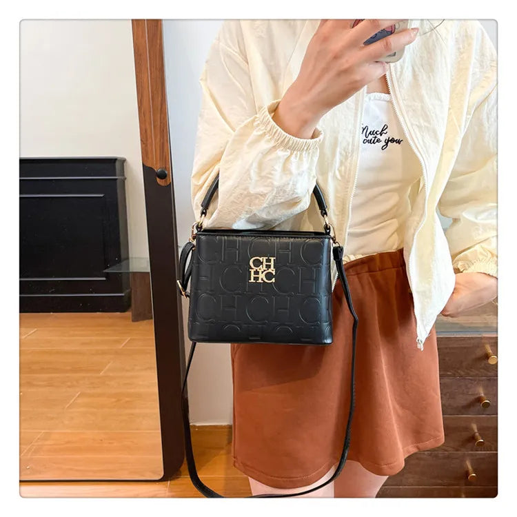 Handheld Bucket Bag For Women Shoulder Crossbody Bag Fashion Large Capacity Trendy Versatile Compartment Underarm Letter Bag
