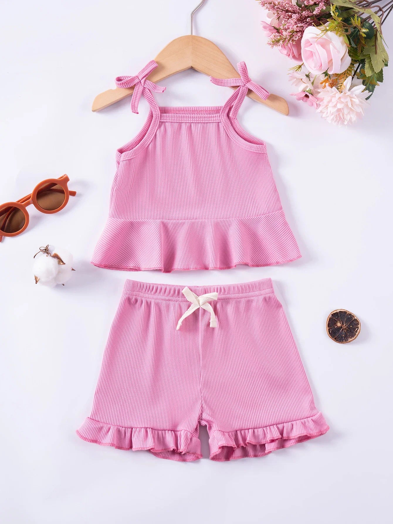 Baby Clothes Sets Toddler Girl Camisole Top + Lace Shorts 2PCS Summer Casual Children Clothes Suits Soft Comfort Clothing