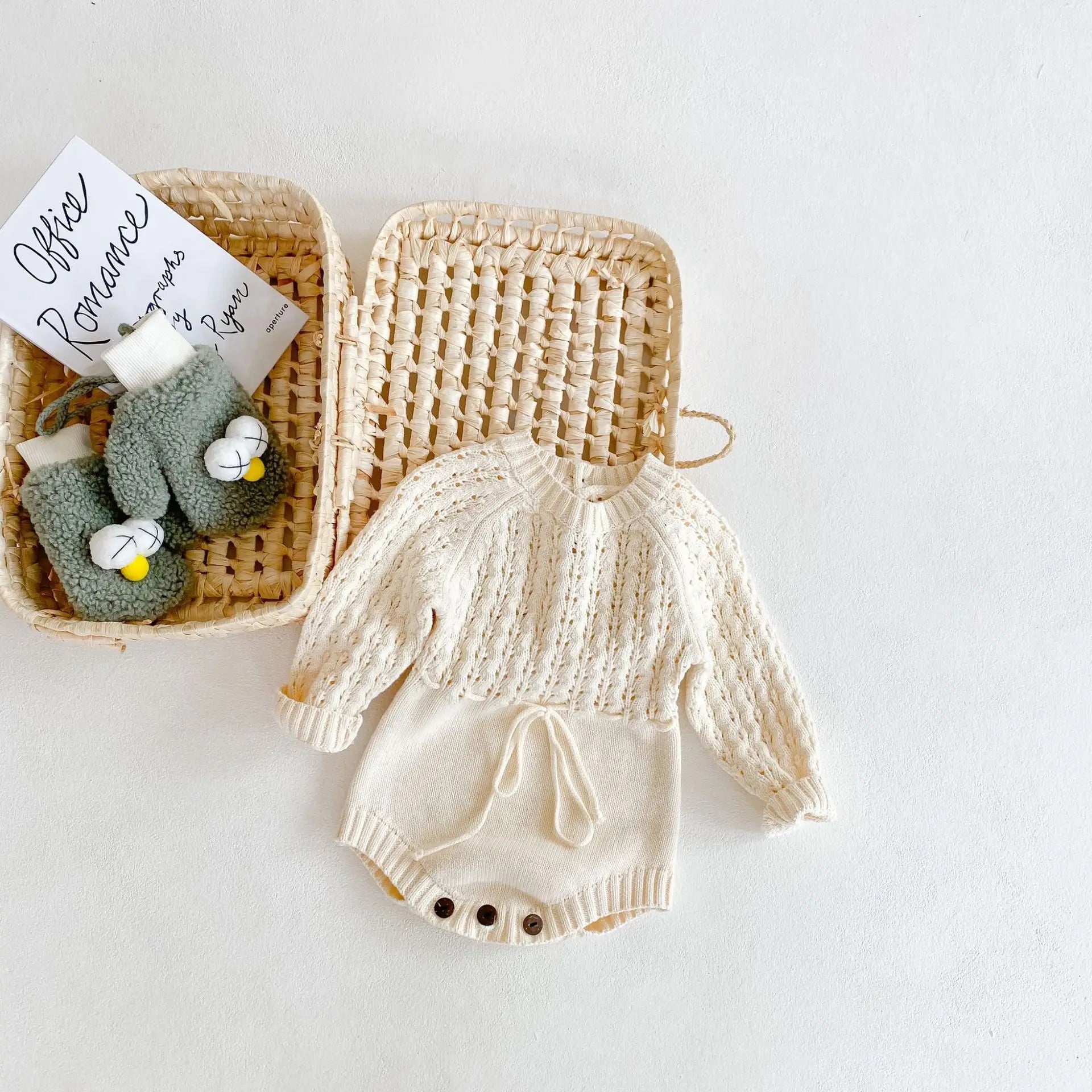 Spring Baby Clothes Girls Romper Autumn Long Sleeve Baby Girl Knit Hollow Out Rompers Baby Jumpsuit Baby Clothes